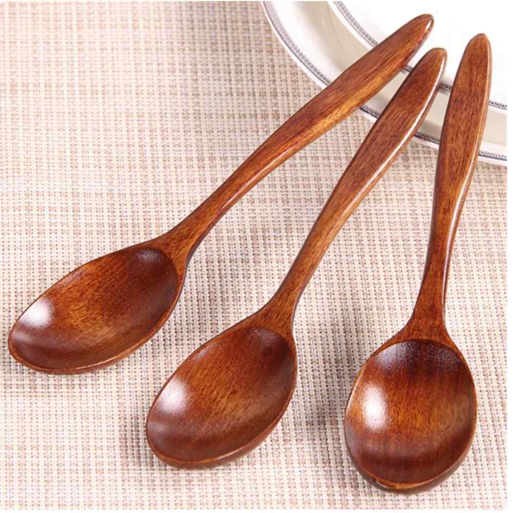 4Pcs Wooden Spoon Bamboo Kitchen Cooking Dining Soup Tea Honey Coffee Utensil Tools Natural Environmental Tableware Spoon_voghion.com