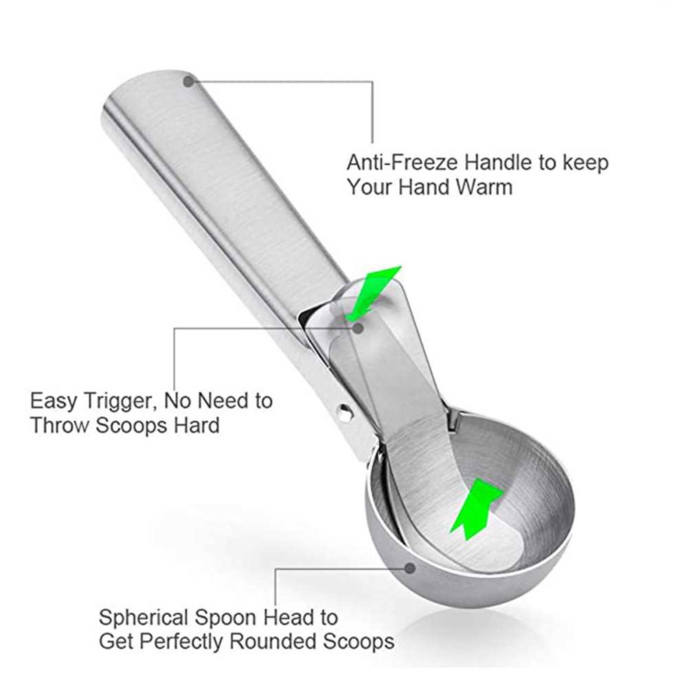 Glasskopa i rostfritt stål hållbar glassked för efterrätter_voghion.com