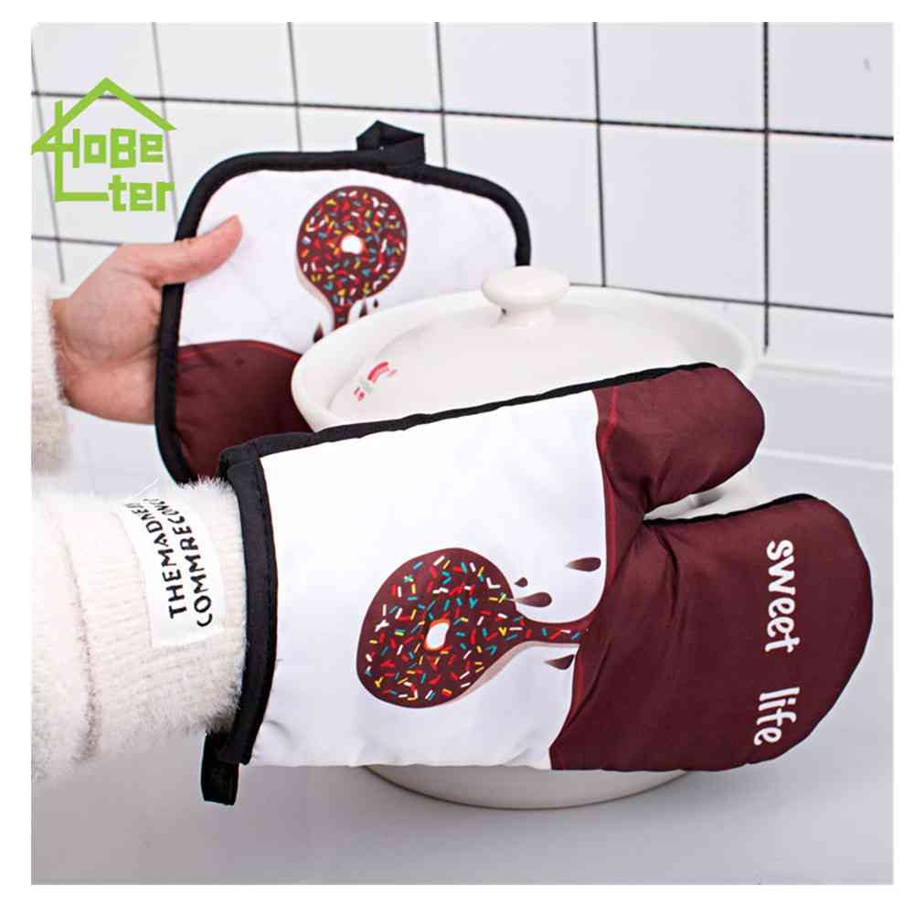 3set Microwave Oven Gloves Insulation Pad Thickened Anti Scald High Temperature Oven Kitchen Baking Gloves_voghion.com