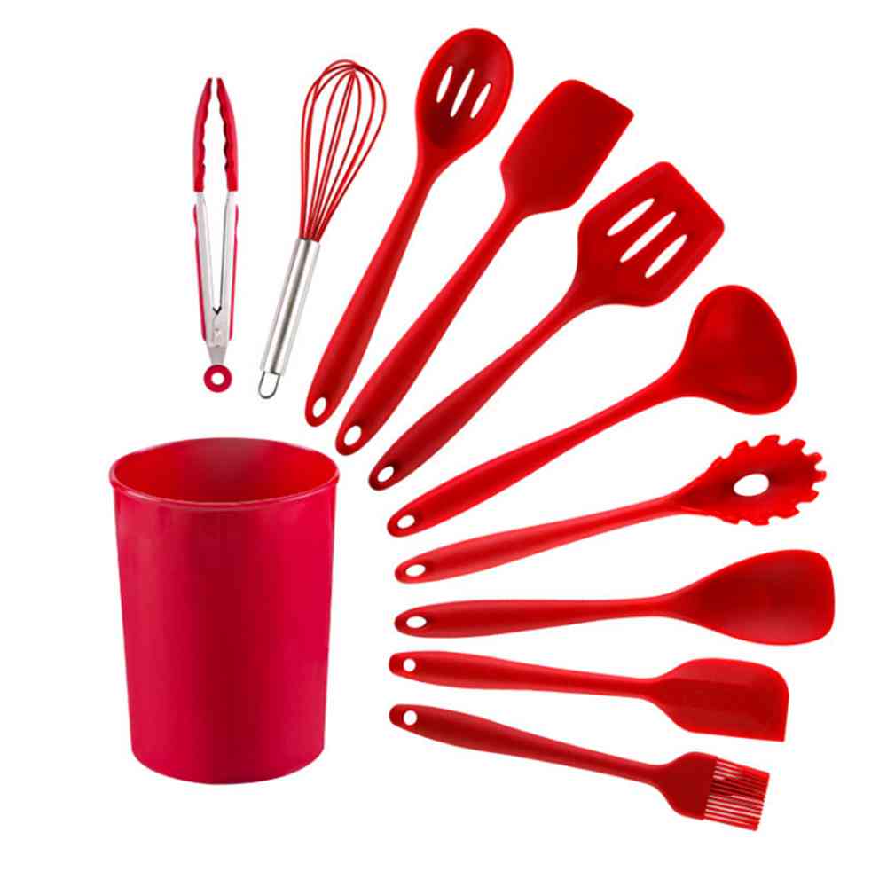 1Set Of Silicone High Temperature Resistant Non-Stick Kitchen Cooking Tool Spatula Ladle Egg Beater Spoon Kitchen Cookware_voghion.com