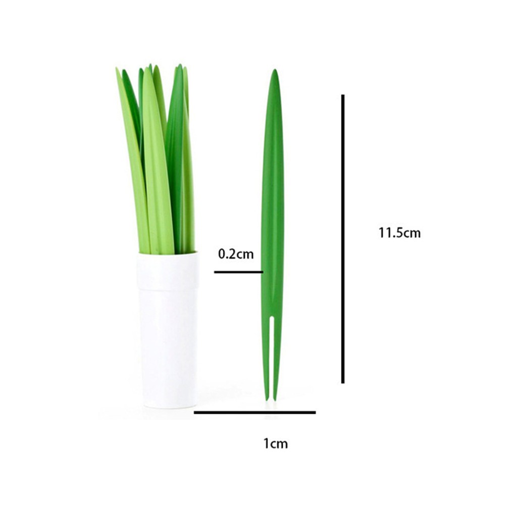 Set di 3 utensili multiuso per frutta a forma di foglia di bambù, verde scuro/verde chiaro, per matrimoni, feste, compleanni e spuntini._voghion.com