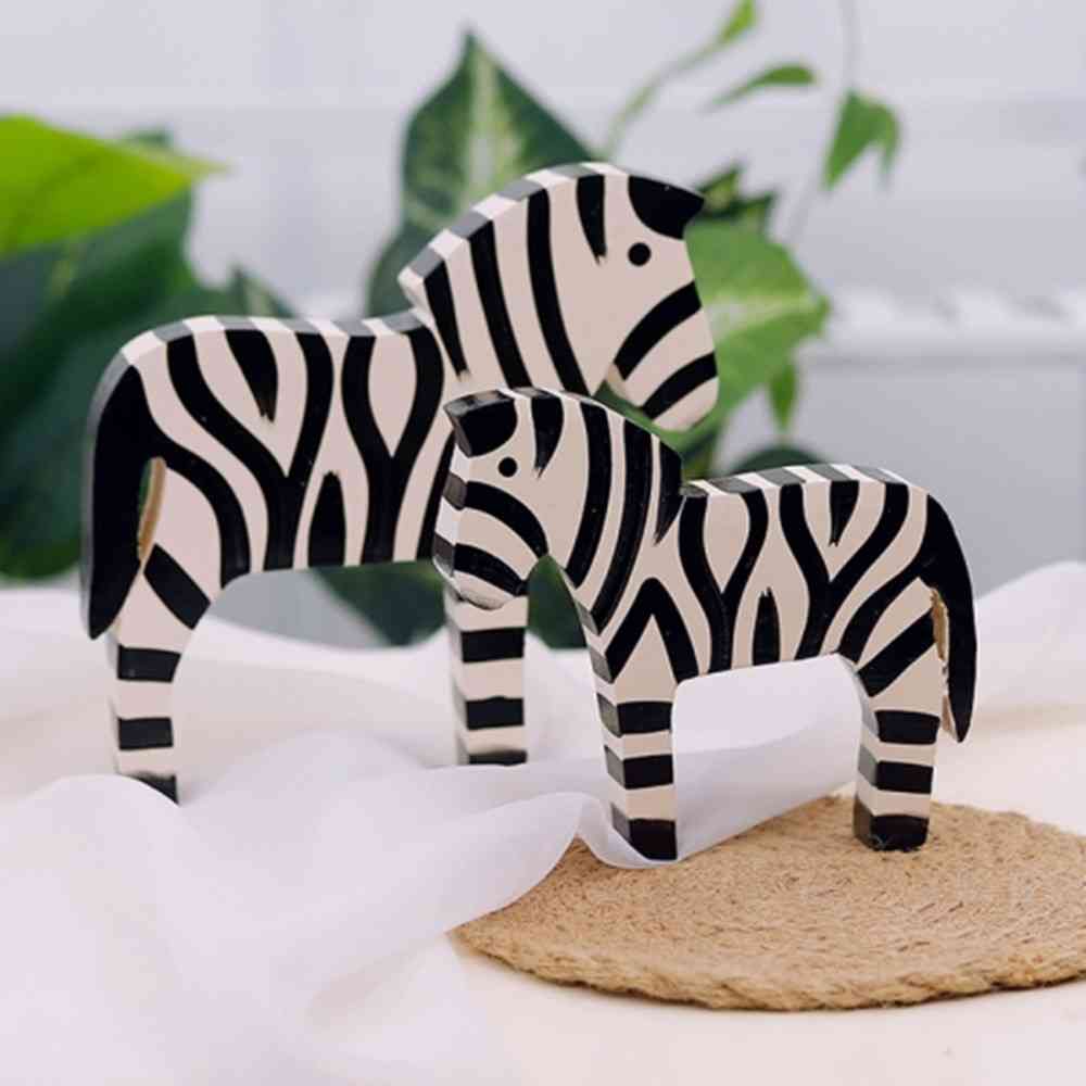 2 PCS/Set Wooden Painted Zebra Ornaments Creative Home Decorate_voghion.com